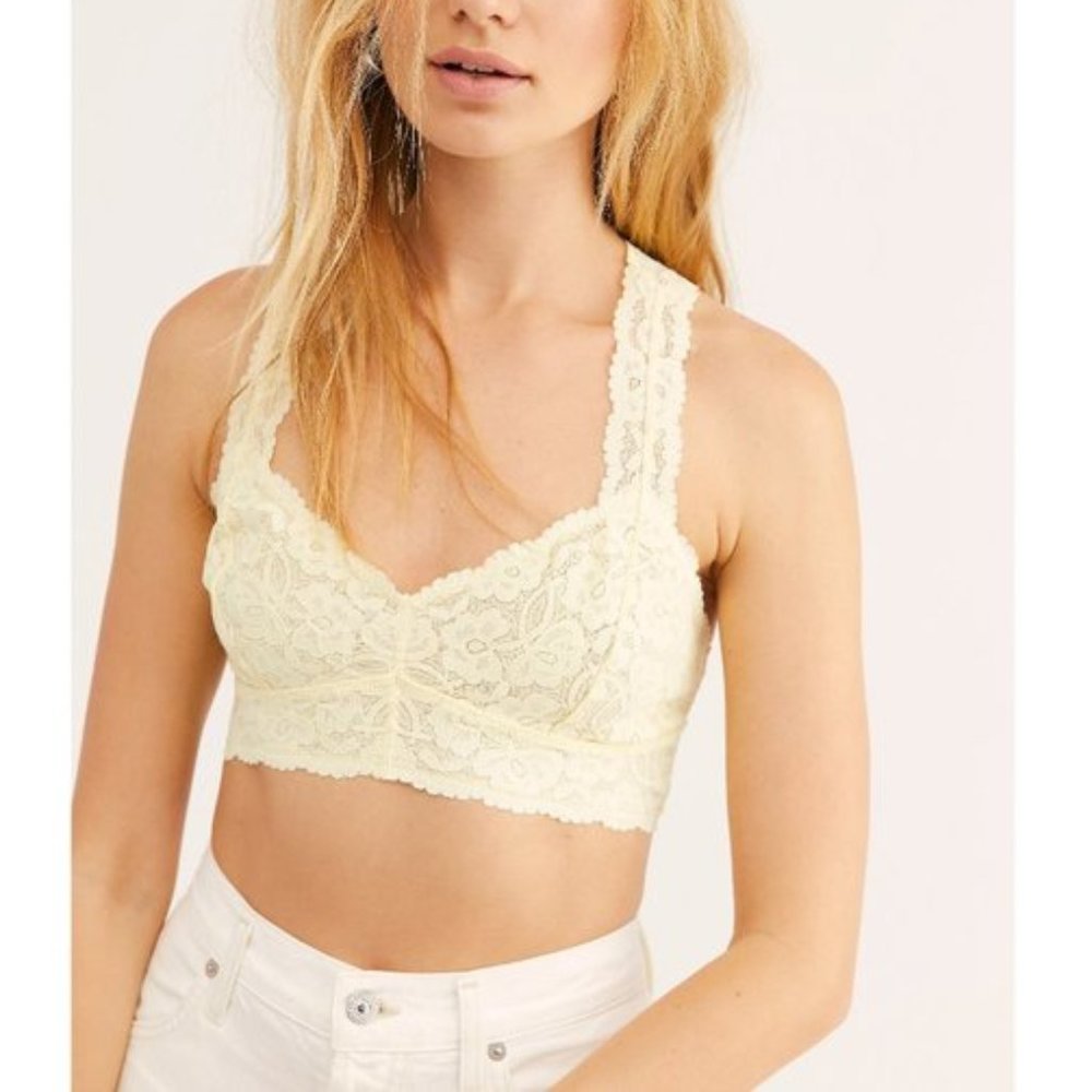 NWT Free People Galloon Lace Racerback Bra / Lemon